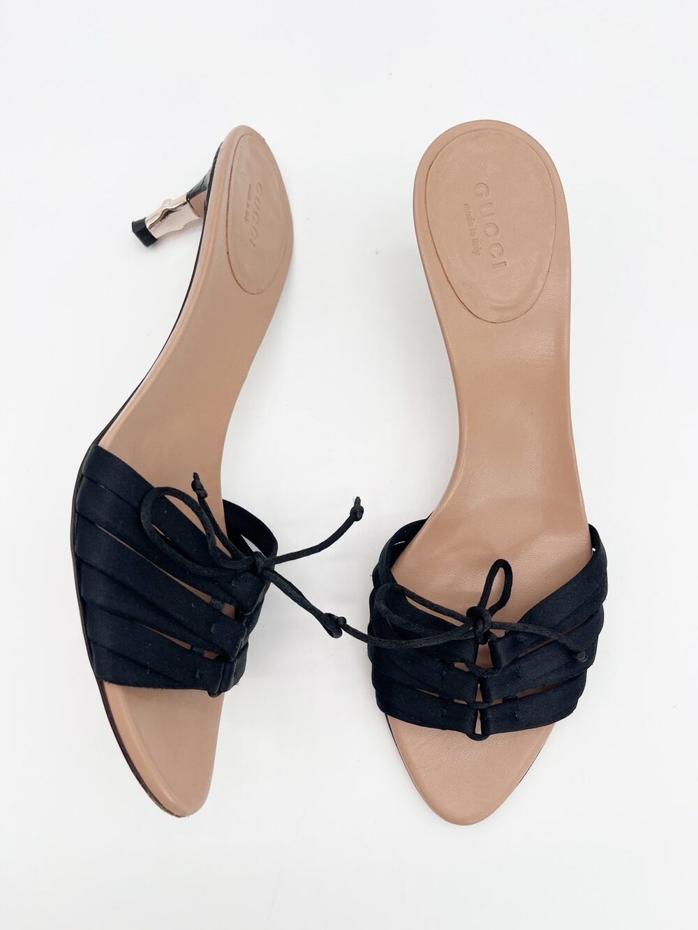 Gucci Vintage S/S 2004 Tom Ford Era Black Silk Satin Corset Mules Heels US 8.5